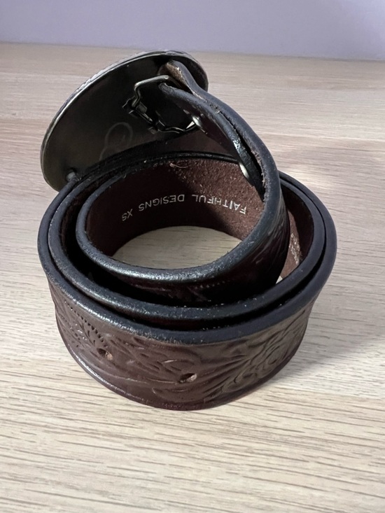 Faithful Designs X IVAN Oval Cherry Blossoms Metal Buckle Tooled Leather Belt XS main image 5